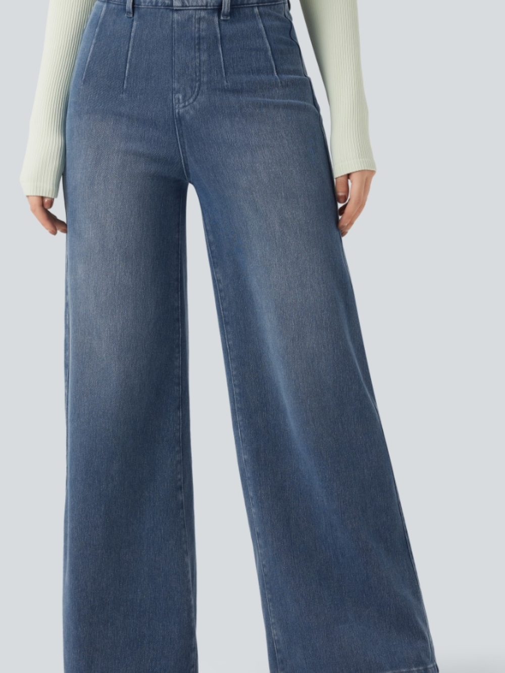HALARA High-Waist Wide-Leg Jeans in Denim Blue